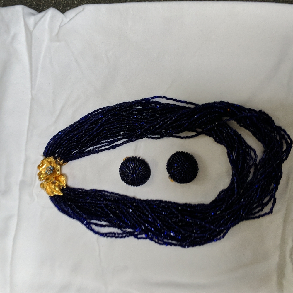 Vintage beaded necklace and earrings
